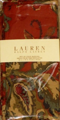 Lauren Ralph Lauren Hadley Floral Print Table Linens / Napkins 20 X 20 Inches Set of 4 Dinner Napkins Holiday Fall Burnt Orange Green Brown Black Tan Lauren Ralph Lauren Hadley Floral Print Table Linens / Napkins 20 X 20 Inches Set of 4 Dinner Napkins Holiday Fall Burnt Orange Green Brown Black Tan