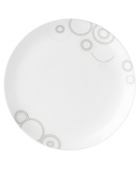 Tiny squares with a hint of shine run circles around these glossy white dinner plates from Mikasa dinnerware. These dishes are from a fresh, spirited collection that's made for modern tables. Sparkle Circles features minimalist shapes in sturdy bone china for anytime use. Tiny squares with a hint of shine run circles around these glossy white dinner plates from Mikasa dinnerware. These dishes are from a fresh, spirited collection that's made for modern tables. Sparkle Circles features minimalist shapes in sturdy bone china for anytime use.