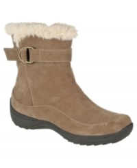 No need to tread lightly. Naturalizer has you prepared for winter weather with the short suede Valour ankle booties. Versatile and durable, they feature faux fur trim and a sturdy heel. No need to tread lightly. Naturalizer has you prepared for winter weather with the short suede Valour ankle booties. Versatile and durable, they feature faux fur trim and a sturdy heel.