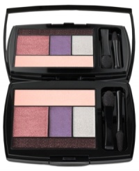 Infinitely luminous. Sensationally smooth. All-in-one 5 shadow palette to brighten eyes. Inspired by Tresor Midnight Rose and the majestic hue of purple, Midnight Roses- Lancôme's Fall 2012 Color Collection- evokes mischievous femininity and glamour. Lancôme's versatile, all-in-one palette conveniently creates a full eye look for day or night. Build with absolute precision and apply the shades in 5 simple steps (all over, lid, crease, highlighter and liner) to design your customized eye look. Contour, sculpt and lift in soft day colors or intensify with dramatic evening hues for smoldering smoky effects. Infinitely luminous. Sensationally smooth. All-in-one 5 shadow palette to brighten eyes. Inspired by Tresor Midnight Rose and the majestic hue of purple, Midnight Roses- Lancôme's Fall 2012 Color Collection- evokes mischievous femininity and glamour. Lancôme's versatile, all-in-one palette conveniently creates a full eye look for day or night. Build with absolute precision and apply the shades in 5 simple steps (all over, lid, crease, highlighter and liner) to design your customized eye look. Contour, sculpt and lift in soft day colors or intensify with dramatic evening hues for smoldering smoky effects.