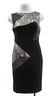 Nicole Miller Black Metallic Tweed Combo Sleeveless Sheath Dress 0 Nicole Miller Black Metallic Tweed Combo Sleeveless Sheath Dress 0