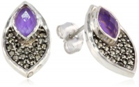Judith Jack Purple Moon Sterling Silver, Marcasite, Purple Turquoise Stud Earrings Judith Jack Purple Moon Sterling Silver, Marcasite, Purple Turquoise Stud Earrings