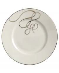 Sweet yet sophisticated, a loopy ribbon design sweeps across this porcelain salad plate from Mikasa. Complete with a sparkling platinum rim, this flirty pattern captivates everyone at your dinner table. Sweet yet sophisticated, a loopy ribbon design sweeps across this porcelain salad plate from Mikasa. Complete with a sparkling platinum rim, this flirty pattern captivates everyone at your dinner table.