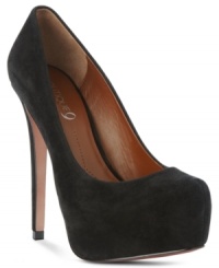 Luxe suede on Boutique 9's Kimberly platform pumps adds punch to an already-classic silhouette. Luxe suede on Boutique 9's Kimberly platform pumps adds punch to an already-classic silhouette.