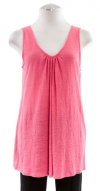 Eileen Fisher Rose Linen Jersey Round V-Neck Sleeveless Tunic Shirt Top Small Eileen Fisher Rose Linen Jersey Round V-Neck Sleeveless Tunic Shirt Top Small