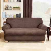 Sure Fit Stretch Leather 2-Piece T Loveseat Slipcover, Brown Sure Fit Stretch Leather 2-Piece T Loveseat Slipcover, Brown