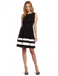 Calvin Klein Women's Fit N Flare Dress, Black/Ivory, 2 Calvin Klein Women's Fit N Flare Dress, Black/Ivory, 2