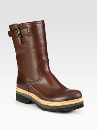 A leather design with micro-foam platform and adjustable buckle. Micro-foam heel, 1½ (40mm)Micro-foam platform, ¾ (20mm) Compares to a ¾ (20mm)Leather upperPull-on styleLeather liningRubber trek solePadded insoleImported A leather design with micro-foam platform and adjustable buckle. Micro-foam heel, 1½ (40mm)Micro-foam platform, ¾ (20mm) Compares to a ¾ (20mm)Leather upperPull-on styleLeather liningRubber trek solePadded insoleImported