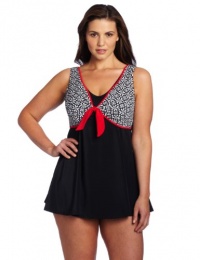 Fit 4 U Women's Plus-Size Power Flower Tie Front Swimdress Fit 4 U Women's Plus-Size Power Flower Tie Front Swimdress