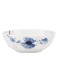 A fresh take on floral patterns, the Watercolors Indigo Blue bowl features painterly blossoms in shades of blue against a lively geometric design. White bone china in an ultra-modern shape provides a sleek foundation for a look that's irresistibly fun. (Clearance) A fresh take on floral patterns, the Watercolors Indigo Blue bowl features painterly blossoms in shades of blue against a lively geometric design. White bone china in an ultra-modern shape provides a sleek foundation for a look that's irresistibly fun. (Clearance)