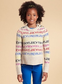 Covered in the names of famous locales like London and Paris, this crewneck sweater is perfect for the little cosmopolite.Ribbed crewneckButton closure at shoulderLong sleeves with ribbed cuffsRibbed hem39% polyamide/33% wool/14% modal/12% viscose/2% alpacaDry cleanImported Covered in the names of famous locales like London and Paris, this crewneck sweater is perfect for the little cosmopolite.Ribbed crewneckButton closure at shoulderLong sleeves with ribbed cuffsRibbed hem39% polyamide/33% wool/14% modal/12% viscose/2% alpacaDry cleanImported
