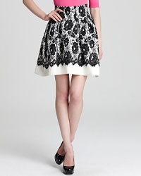 Flaunt your feminine side in this Milly skirt with its ladylike lace print and billowing tulle lining. Day-ready for a fabulous fête, a colorful top completes the look with on-trend style. Flaunt your feminine side in this Milly skirt with its ladylike lace print and billowing tulle lining. Day-ready for a fabulous fête, a colorful top completes the look with on-trend style.