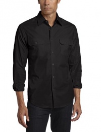 Perry Ellis Men's Long Sleeve Double Pocket Solid Woven Shirt Perry Ellis Men's Long Sleeve Double Pocket Solid Woven Shirt