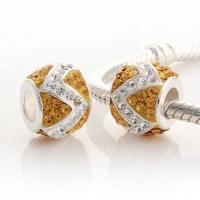 Two Tone Yellow & Clear Swarovski Crystal 925 Sterling Silver Charm/bead for Pandora, Biagi, Chamilia, Troll and More Bracelet Two Tone Yellow & Clear Swarovski Crystal 925 Sterling Silver Charm/bead for Pandora, Biagi, Chamilia, Troll and More Bracelet