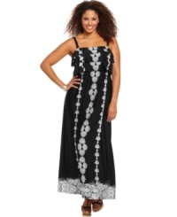 Featuring a ruffled front, Style&co.'s sleeveless plus size maxi dress is a must-have for your summer line-up! Featuring a ruffled front, Style&co.'s sleeveless plus size maxi dress is a must-have for your summer line-up!