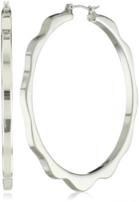Nine West DECO'D OUT TRITONE Large Silver-Tone Textured Hoop Earrings Nine West DECO'D OUT TRITONE Large Silver-Tone Textured Hoop Earrings