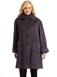 THE LOOKWide collarButton-frontDual patch pocketsFolded cuffsTHE FITAbout 38 from shoulder to hemTHE MATERIALAlpaca/virgin woolFully linedCARE & ORIGINDry cleanImported THE LOOKWide collarButton-frontDual patch pocketsFolded cuffsTHE FITAbout 38 from shoulder to hemTHE MATERIALAlpaca/virgin woolFully linedCARE & ORIGINDry cleanImported