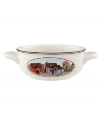 Depicting a quaint pastoral scene, the handled Design Naif cream soup cup recalls a simpler era in premium Villeroy & Boch porcelain. Depicting a quaint pastoral scene, the handled Design Naif cream soup cup recalls a simpler era in premium Villeroy & Boch porcelain.