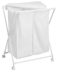 Rethink laundry day. Perfect for sorting your laundry as you add it in, this portable hamper's two-compartment design takes half the time out of your chores. Plus, the easy-glide wheels cut the hassle out of taking your laundry from room to room. Rethink laundry day. Perfect for sorting your laundry as you add it in, this portable hamper's two-compartment design takes half the time out of your chores. Plus, the easy-glide wheels cut the hassle out of taking your laundry from room to room.