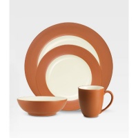Noritake Colorwave Terra Cotta 4-Piece Place Setting, Rim Shape Noritake Colorwave Terra Cotta 4-Piece Place Setting, Rim Shape