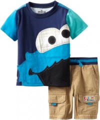 Sesame Street Boys 2-7 2 Piece Knit Pullover and Woven Short, Navy, 3T Sesame Street Boys 2-7 2 Piece Knit Pullover and Woven Short, Navy, 3T