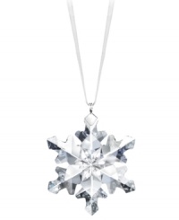 Swarovski makes winter magic with this enchanting little snowflake ornament. Delicate cut crystal sparkles on your tree or clustered in a window, dangling on white satin ribbon. Swarovski makes winter magic with this enchanting little snowflake ornament. Delicate cut crystal sparkles on your tree or clustered in a window, dangling on white satin ribbon.