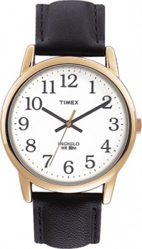 Timex Men's T20491 Easy Reader Gold-Tone Black Leather Watch