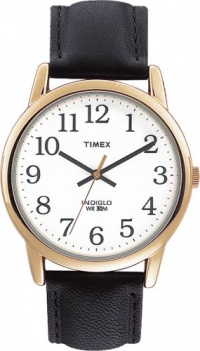 Timex Men's T20491 Easy Reader Gold-Tone Black Leather Watch