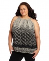 Calvin Klein Women's Plus-Size Halter Top with Zip Detail