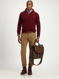 A luxe mockneck pullover is crafted from soft, suede-like cotton jersey for handsome comfort.Half-zip frontMockneckCottonMachine washImported A luxe mockneck pullover is crafted from soft, suede-like cotton jersey for handsome comfort.Half-zip frontMockneckCottonMachine washImported