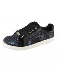 Dark sparkles makes casual sneakers not-so-casual at all. Juicy Couture's Darien sneakers are made of black suede leather and chunky glitter. A great combo that's both sparkly and sporty. Dark sparkles makes casual sneakers not-so-casual at all. Juicy Couture's Darien sneakers are made of black suede leather and chunky glitter. A great combo that's both sparkly and sporty.