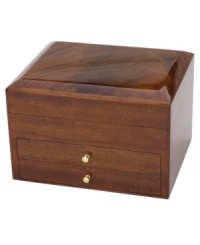 Your very own treasure chest, the elegant Rosalie jewelry box features a mahogany domed lid and sapele sides with a high-gloss finish. Plush lining makes the organized interior just as fine, with compartments for rings, earrings, bracelets and necklaces. Your very own treasure chest, the elegant Rosalie jewelry box features a mahogany domed lid and sapele sides with a high-gloss finish. Plush lining makes the organized interior just as fine, with compartments for rings, earrings, bracelets and necklaces.
