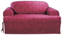 Sure Fit Scroll T Cushion Loveseat Slipcover, Burgundy Sure Fit Scroll T Cushion Loveseat Slipcover, Burgundy