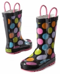 She can stomp in all the rain puddles and keep her feet dry in these rain boots by Western Chief. She can stomp in all the rain puddles and keep her feet dry in these rain boots by Western Chief.