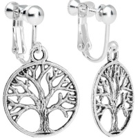Silver Tone Tree of Life Clip On Dangle Earrings Silver Tone Tree of Life Clip On Dangle Earrings