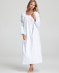 As the temperature drops, sleep comfortably in this flannel nightgown from Eileen West with long sleeves and a pretty floral print. As the temperature drops, sleep comfortably in this flannel nightgown from Eileen West with long sleeves and a pretty floral print.