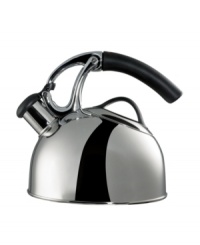 Lift and tip this whistling tea kettle and the spout pops open automatically for effortless pouring. Ergonomically designed for exceptional comfort, the soft, non-slip handle is heat-resistant for added safety. With a 2-qt. capacity and a large opening for simple filling and cleaning. Manufacturer's lifetime limited warranty. Lift and tip this whistling tea kettle and the spout pops open automatically for effortless pouring. Ergonomically designed for exceptional comfort, the soft, non-slip handle is heat-resistant for added safety. With a 2-qt. capacity and a large opening for simple filling and cleaning. Manufacturer's lifetime limited warranty.