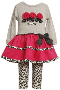 Bonnie Jean Girls 2-6X Leopard Trims Knit Legging Set Bonnie Jean Girls 2-6X Leopard Trims Knit Legging Set
