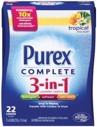 Purex Complete 3-in-1 Laundry Sheets, Tropical Escape, 22 Count Purex Complete 3-in-1 Laundry Sheets, Tropical Escape, 22 Count