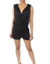 Rachel Rachel Roy Sleeveless Surplice Pleated Romper Black X-Small