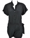 Rachel Zoe Womens Leland Button Down Short Sleeve Silk Romper