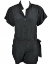 Rachel Zoe Womens Leland Button Down Short Sleeve Silk Romper