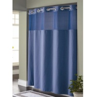 Hookless Fabric Shower Curtain with Built in Liner -Moonlight Blue Diamond Pique Hookless Fabric Shower Curtain with Built in Liner -Moonlight Blue Diamond Pique