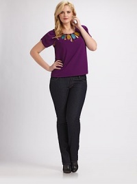 An embellished keyhole neckline adds color and intrigue to this silky-smooth style.Round necklineStylized short sleevesPull-on styleFully linedAbout 29 from shoulder to hemPolyesterDry cleanMade in USA An embellished keyhole neckline adds color and intrigue to this silky-smooth style.Round necklineStylized short sleevesPull-on styleFully linedAbout 29 from shoulder to hemPolyesterDry cleanMade in USA
