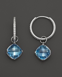 Lisa Nik 18K White Gold Diamond Hoop Earrings with London Blue Topaz Detachable Drops Lisa Nik 18K White Gold Diamond Hoop Earrings with London Blue Topaz Detachable Drops