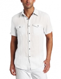 Kenneth Cole Men's Linen Solid Shirt, White, Large Kenneth Cole Men's Linen Solid Shirt, White, Large