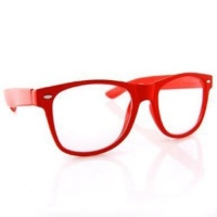 MJ Boutique's Glossy Red Wayfarer Nerd Glasses Clear Lens MJ Boutique's Glossy Red Wayfarer Nerd Glasses Clear Lens