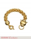 GUESS Women's Gold-Tone Cougar-Closure Link Bracelet, GOLD
