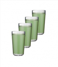 Kraftware Sleek Double Wall Insulated 24-Ounce Acrylic Drinkware, Mist Green, Set of 4