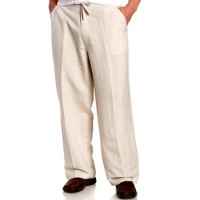 Cubavera Men's Big Linen Blend Drawstring Pant With Elastic Waistband